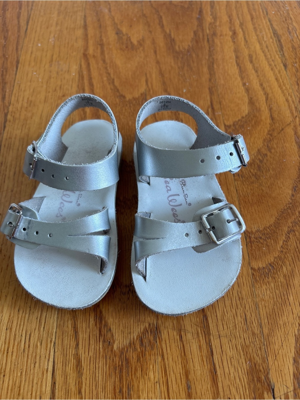 Salt Water Sandals by Hoy Silver Twin-Buckle Kids Sandals